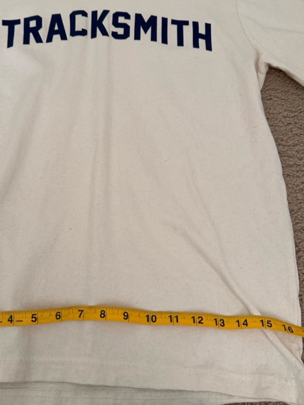 Tracksmith Cream Tee with Navy Logo - Picture 2 of 2
